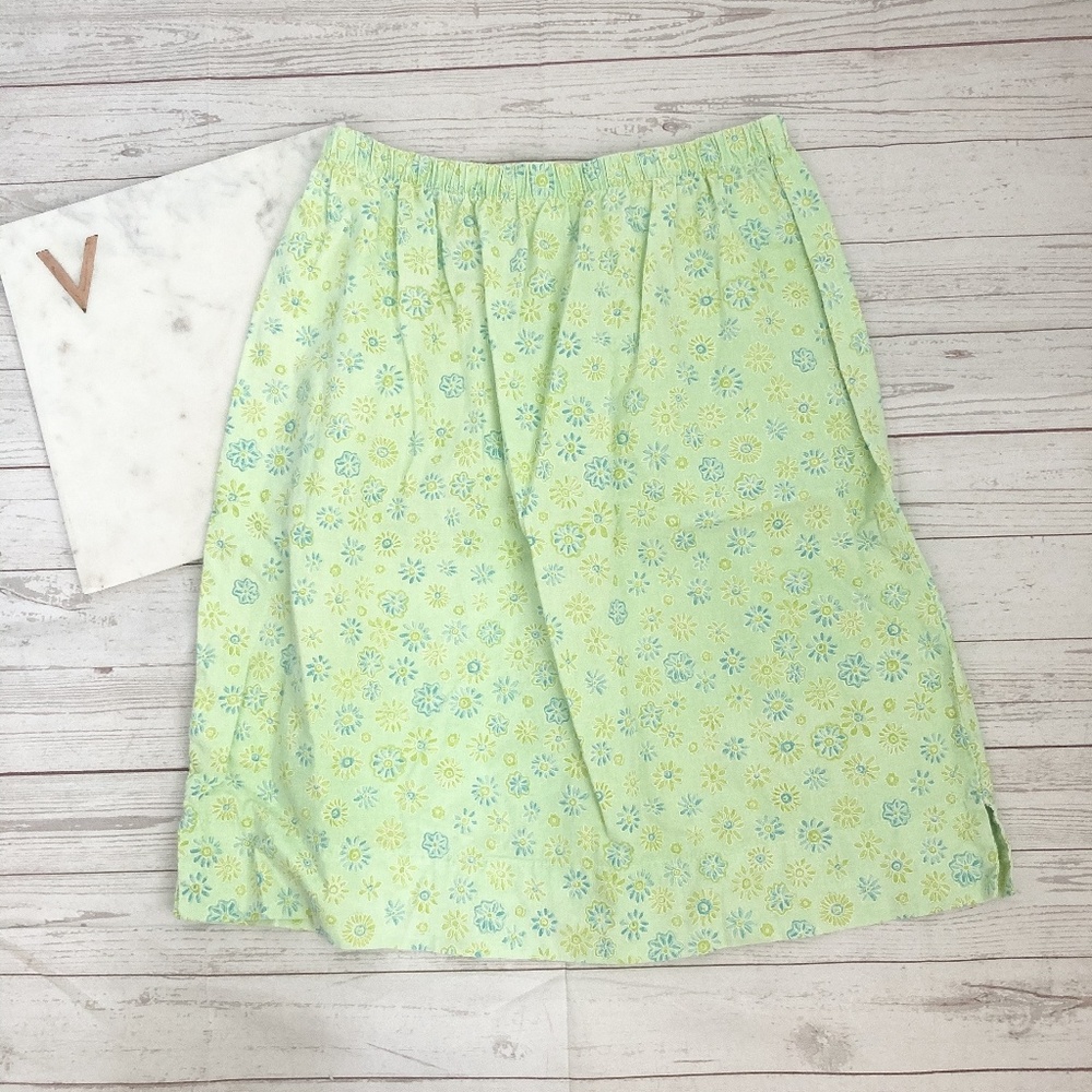 fresh produce womens m green floral printed skirt
